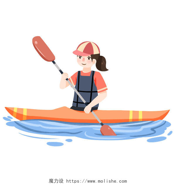 运动季手绘水上项目皮划艇免扣素材